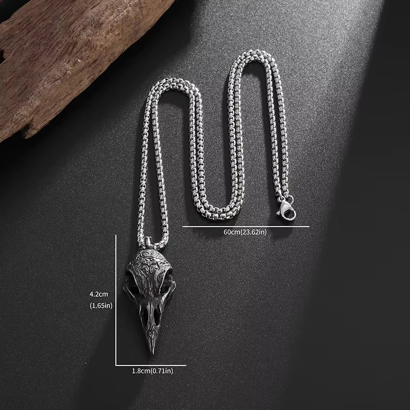 Gothic Raven Skull Pendant
