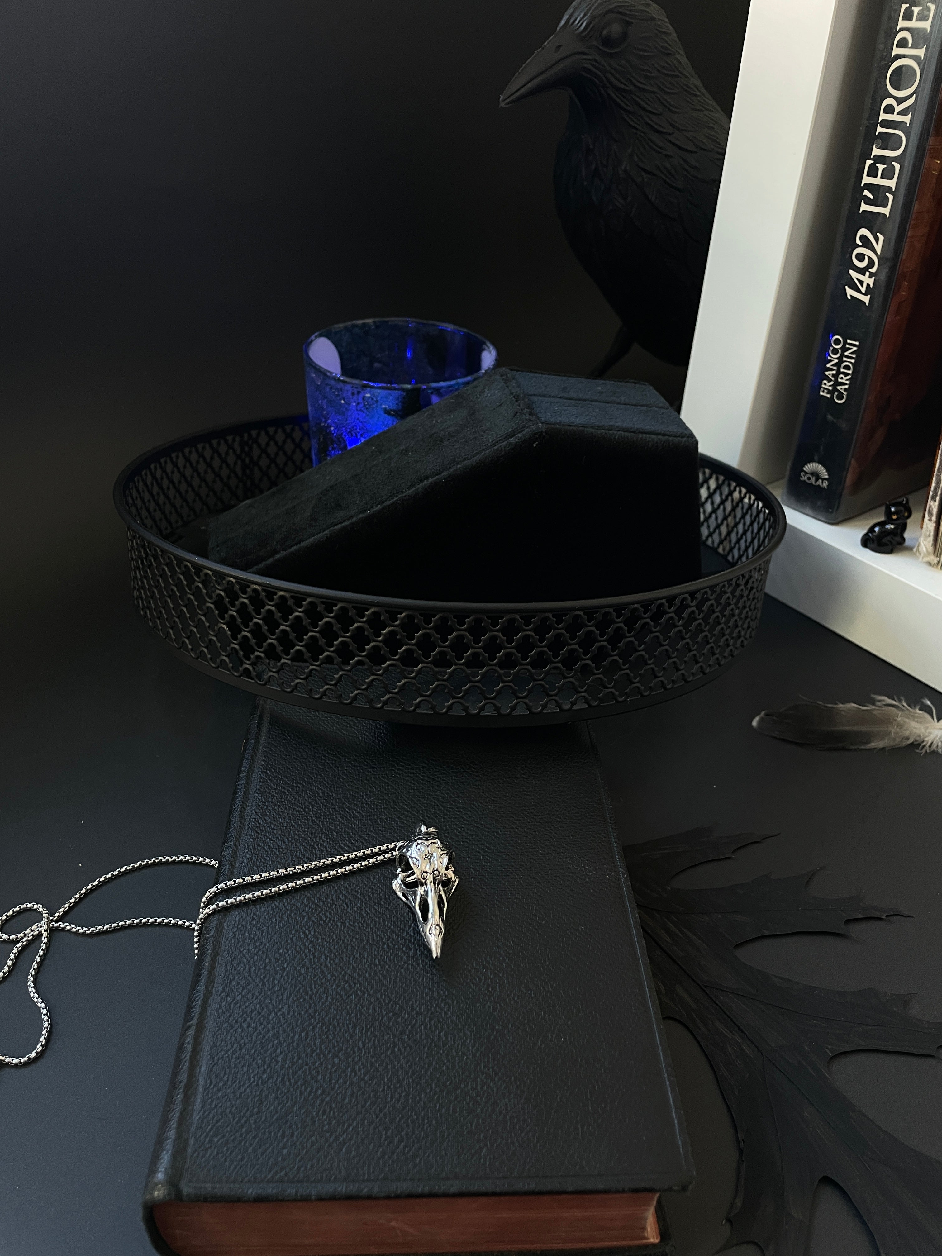 Gothic Raven Skull Pendant
