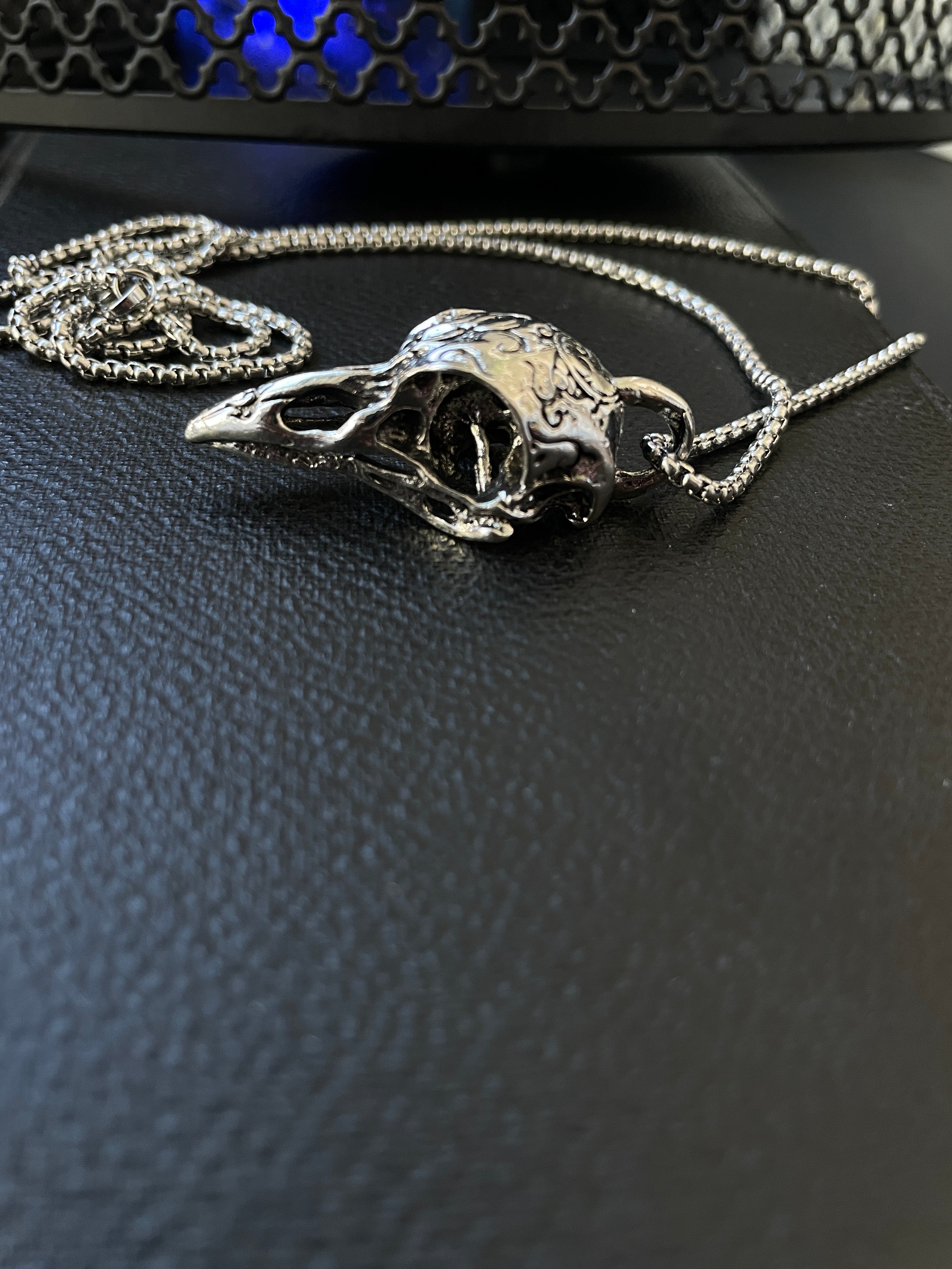 Gothic Raven Skull Pendant