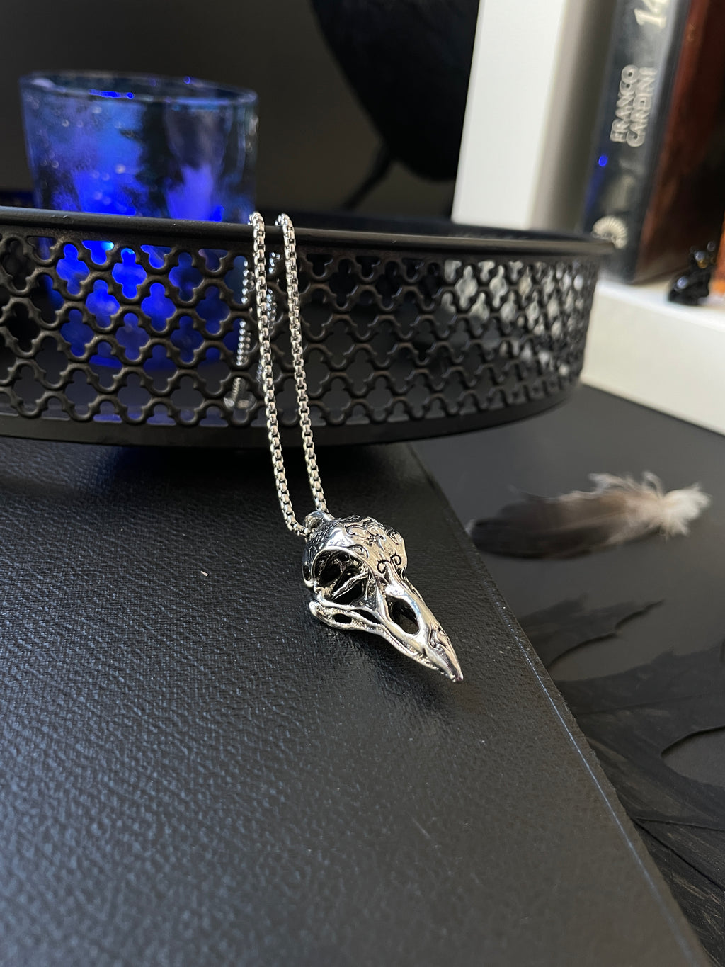 Gothic Raven Skull Pendant