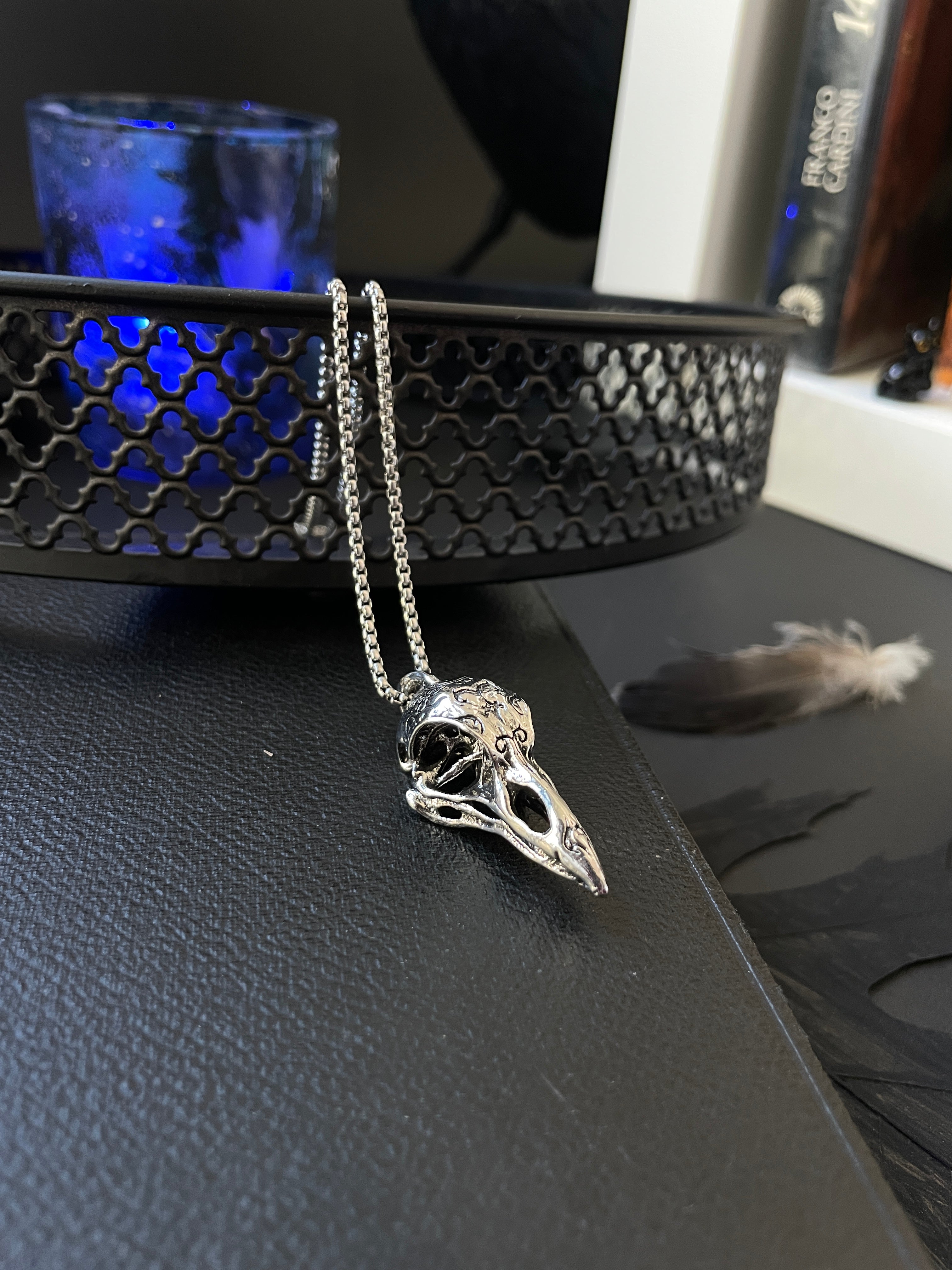 Gothic Raven Skull Pendant