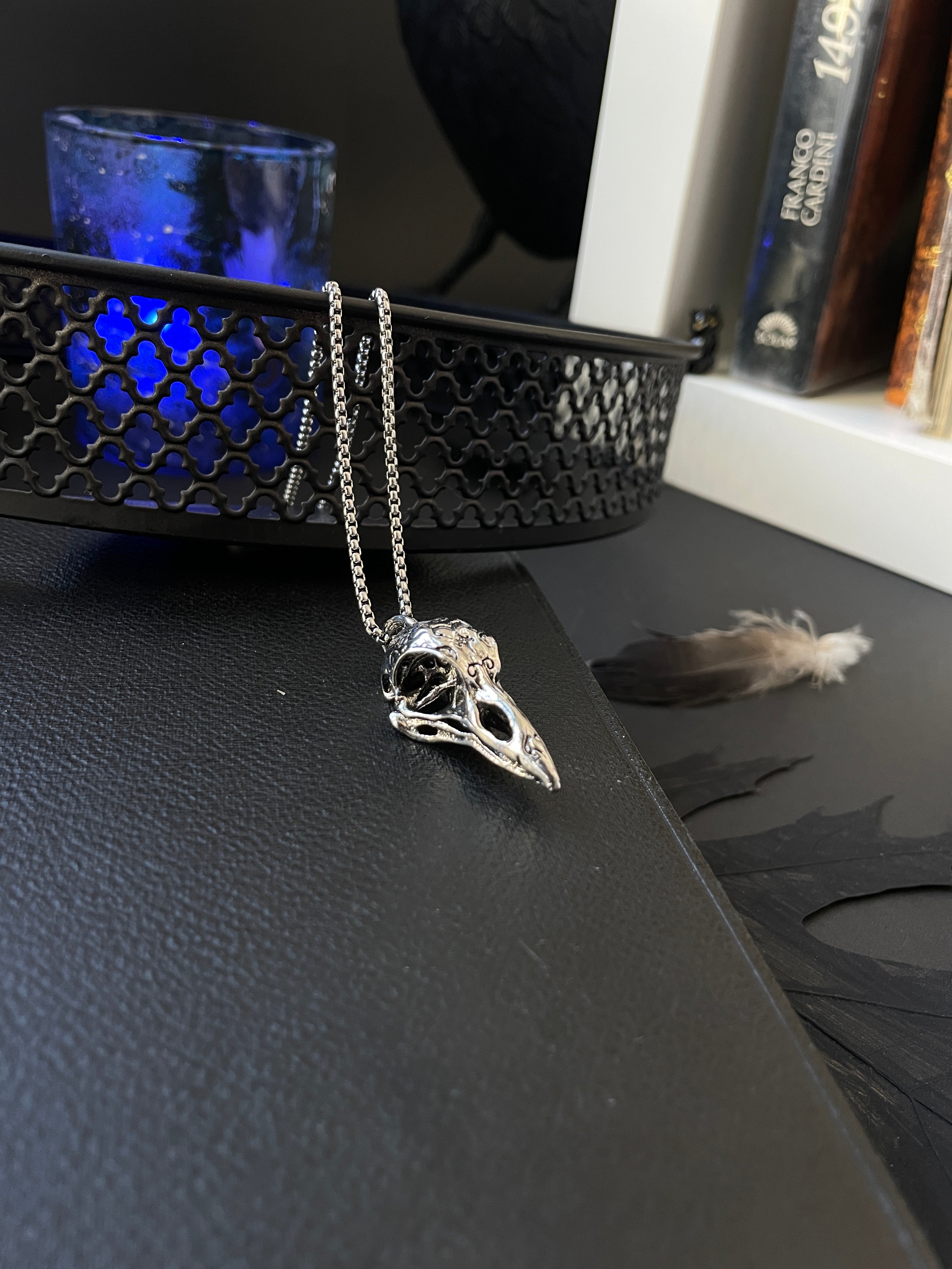 Gothic Raven Skull Pendant